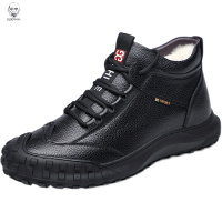 老人头2021冬季男士棉鞋真皮羊毛高帮保暖冬鞋子皮毛一体运动休闲加绒棉皮鞋