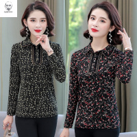 老人头2021妈妈春装T恤50岁洋气中年女装春秋长袖打底衫大码气质女碎花小衫