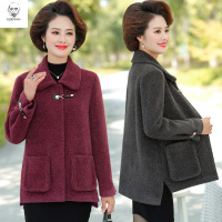 老人头2021妈妈秋装毛呢外套洋气阔太太秋冬上衣中年女装春秋短款呢子大衣女