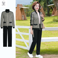 老人头2021妈妈秋装运动套装洋气外套新款中老年休闲运动服女春秋两件套