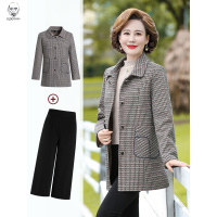 老人头2021新款妈妈秋装外套宽松大码上衣中长款气质风衣中老年女夹克衫