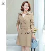 老人头2021韩版妈妈春秋装洋气上衣中年妇女装收腰薄款风衣中老年中长款外套