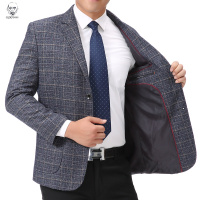 老人头2021休闲西装中年男士爸爸装上衣春秋季宽松外套中老年人单件休闲西服