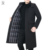 老人头2021冬装羽绒棉衣服超长过膝盖新款外套中老年爸爸男装加厚棉大衣棉袄