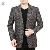 老人头2021爸爸装西服外套中年男士休闲西装春秋新款老年人宽松单件西装