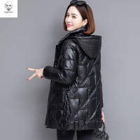 老人头2021亮面棉袄外套羽绒棉服女中长款年冬装新款中年妈妈装加厚棉衣