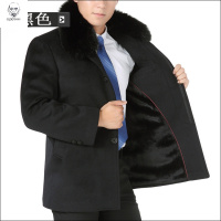 老人头2021冬季男装休闲风衣中长款宽松中老年男式加绒加厚外套爸爸毛呢大衣