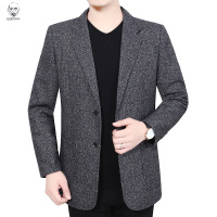 老人头2021春秋季新款西装上衣男士茄大码宽松免烫西服中老年爸爸装父亲外套