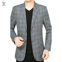 老人头2021爸爸男装休闲西服单件上衣服男士外套春秋季新款中老年人宽松西装