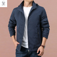 老人头2021男装薄绒夹克户外速干休闲时尚大码宽松上衣男外套纯色冲锋茄克衫