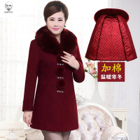老人头2021定做款妈妈装大码呢子大衣中年毛领中长款女冬装中老年女装加厚毛呢外套