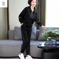 老人头2021妈妈秋装时尚卫衣中年女装洋气上衣服中老年春秋休闲大码运动套装