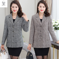 老人头2021妈妈小西装外套短款宽松40-50岁春秋褂子薄中年女装秋装长袖上衣