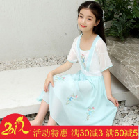女童汉服连衣裙夏装中国风超仙裙女孩洋气公主裙复古唐装儿童裙子