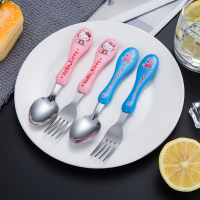 2件套不锈钢儿童学习宝宝训练辅勺叉餐具套装宝宝练习颜色随机