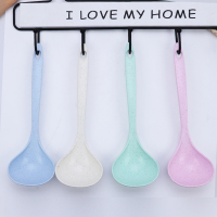 4条装小麦秸秆汤勺家用长柄盛粥勺厨房厨具塑料加厚大号稀饭勺子