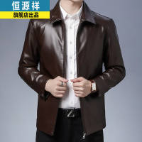 恒源皮衣外套男祥秋季新款潮流韩版帅气仿真皮夹克翻领修身中年男装