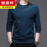 恒源祥春秋季长袖T恤男士圆领印花上衣服薄款休闲中年卫衣男装体恤打底