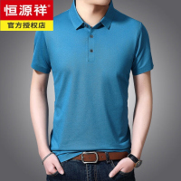 恒源祥男士短袖T恤含桑蚕丝夏季薄款翻领纯色商务休闲半袖男装体恤上衣