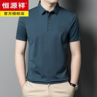 恒源祥夏季薄款男士纯色翻领短袖T恤商务休闲半袖体恤上衣男装打底汗衫