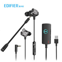 漫步者GM430声卡版电竞游戏耳机入耳式有线7.1声道听声辨位吃鸡专用耳麦USB台式电脑带话筒和平精英绝地求生 深灰