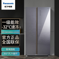 松下(Panasonic)NR-EW63WXA-H 632升大容量对开门冰箱1级能效 银离子除菌装置 灰色玻璃面板