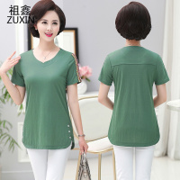 祖鑫2019中老年女装短袖夏装T恤打底衫长袖春装妈妈装中年大妈大码宽松