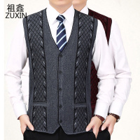 祖鑫2019秋冬中老年男装加厚开衫毛衣背心爸爸爷爷针织衫马甲老人马夹坎肩