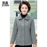 祖鑫妈妈装秋装外套中年女上衣2019新款中老年人春秋女装长袖毛呢套装