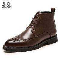 祖鑫2019马丁靴男士冬季复古休闲英伦高帮皮鞋布洛克中帮短靴韩版潮流鞋子