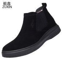 祖鑫2020冬季棉鞋男真皮羊毛加绒加厚翻毛磨砂皮男鞋防滑休闲高帮棉皮鞋男