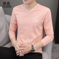 祖鑫男士长袖T恤2021新款春秋季潮流韩版上衣服V领内搭体恤打底衫秋衣