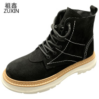 祖鑫2021男鞋厚底增高战狼靴男马丁高帮休闲鞋男潮流机车中筒靴子男沙漠鞋