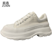 祖鑫男士鞋子2021新款潮流春季男鞋帆布鞋低帮厚底增高鞋纯色百搭板鞋