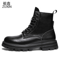 祖鑫2021年新款高帮英伦风男靴ins潮秋季休闲百搭复古黑色马丁靴男士