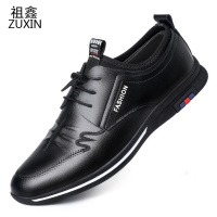 祖鑫2021皮鞋男真皮休闲商务男鞋春季新款韩版内增高软底青年百搭黑色鞋子