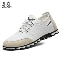 祖鑫皮鞋男2021春季新款真皮透气休闲男鞋百搭内增高商务爸爸鞋子