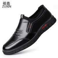 祖鑫皮鞋男2021秋季新款真皮软底休闲鞋男士爸爸防滑透气一脚蹬鞋子男