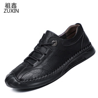 祖鑫2021真皮男鞋商务休闲鞋秋季单鞋牛皮男鞋软皮软底户外运动透气皮鞋男