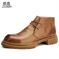 祖鑫2021马丁靴男高帮英伦风低帮工装靴真皮复古切尔西短靴牛皮靴作战男靴