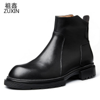 祖鑫机车马丁靴男休闲中帮英伦切尔西靴牛皮靴2021秋冬新款工装靴男士