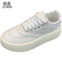 祖鑫2021男鞋新款秋季帆布透气小白鞋潮流韩版增高休闲皮鞋厚底松糕鞋