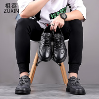 祖鑫2021春秋新款男鞋透气男士休闲鞋真皮运动韩版潮流百搭鳄鱼纹休闲皮鞋