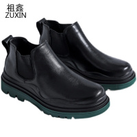 祖鑫2021bv切尔西靴男真皮英伦风马丁靴潮鞋厚底增高休闲皮靴中帮烟筒靴子
