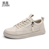 祖鑫男鞋秋季2021年新款休闲皮鞋潮流百搭运动平板鞋小白春秋防水潮鞋