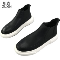 祖鑫2021春秋一脚蹬精神小伙高帮鞋男网红同款潮流百搭休闲皮鞋厚底马丁鞋
