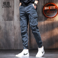 祖鑫2021新款男士工装裤潮牌修身束脚休闲裤子男韩版潮流小脚运动裤男