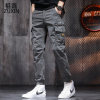 祖鑫2021潮牌工装裤男ins超火修身束脚裤子男士休闲裤韩版小脚运动长裤男