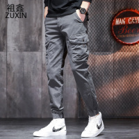 祖鑫2021潮牌工装裤男士ins超火的修身束脚裤子男休闲裤韩版运动小脚裤男