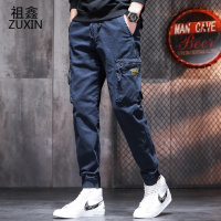 祖鑫2021秋季男士工装裤潮牌束脚裤子男韩版潮流修身小脚裤男休闲运动长裤